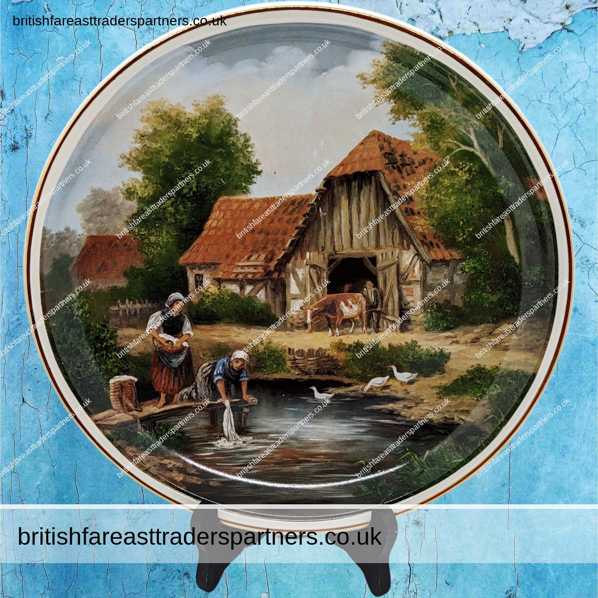 VINTAGE ENGLISH COLLECTOR’S PLATE “VILLAGE LIFE” “WASHING DAY” PAINTED BY ELIZABETH PAETZ- KALICH VINTAGE | COLLECTABLES | DECORATIVE PLATES | ENGLISH / ENGLAND  | PORCELAIN |  UNITED KINGDOM |  LIFESTYLE | HERITAGE | CULTURE