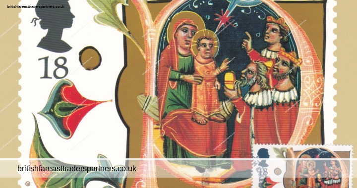 VINTAGE 1991 CHRISTMAS (ADORATION of the MAGI) ROYAL MAIL STAMP CARD POSTCARD
