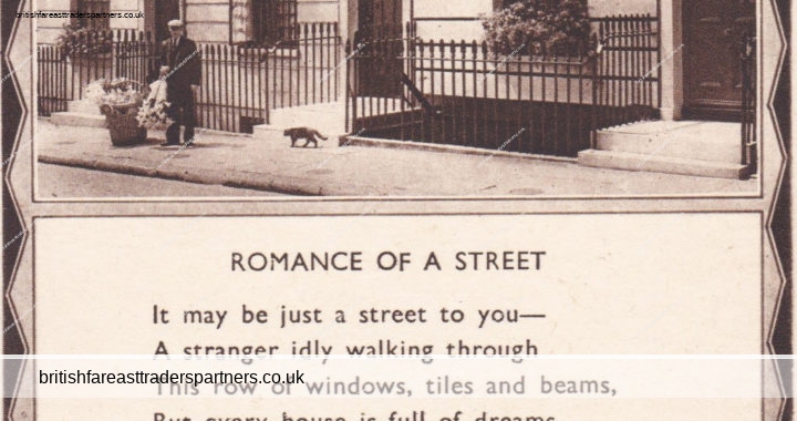 VINTAGE A THOUGHT FOR THE DAY ‘ROMANCE OF A STREET’ KATHLEEN PARTRIDGE POSTCARD
