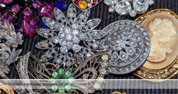 VINTAGE Selection of COSTUME JEWELLERY BROOCHES & SCARF CLIPS
