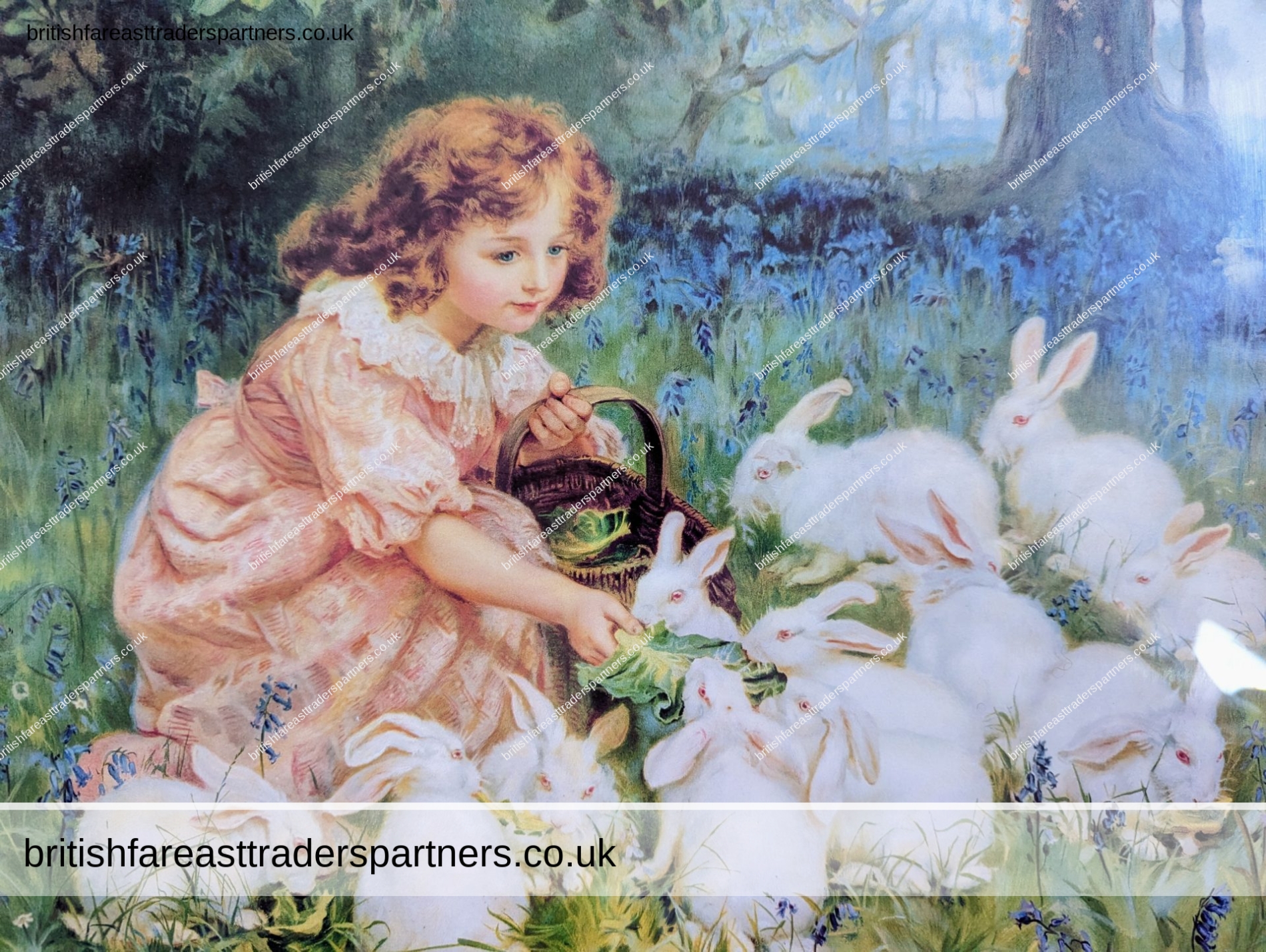 Vintage “Alice in Wonderland by Frederick Morgan” Girl with Rabbits Framed PRINT