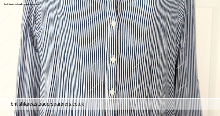 Ladies’ ATMOSPHERE Blue & White STRIPED SUMMER LONG SLEEVES Shirt UK 8