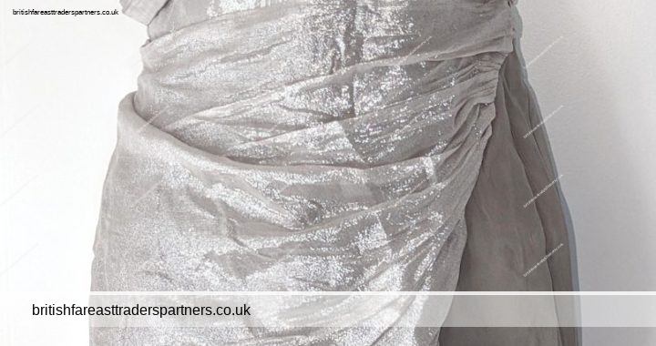 EMILIO de la Morena Strapless Silver Metallic Sample COCKTAIL DRESS UK 2/4