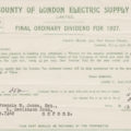 VINTAGE 1928 "THE COUNTY OF LONDON ELECTRIC SUPPLY CO." Dividend WARRANT