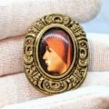 VINTAGE Profile Portrait of a Woman with a Head Covering RENAISSANCE / MEDIEVAL STYLE OVAL SCARF CLIP