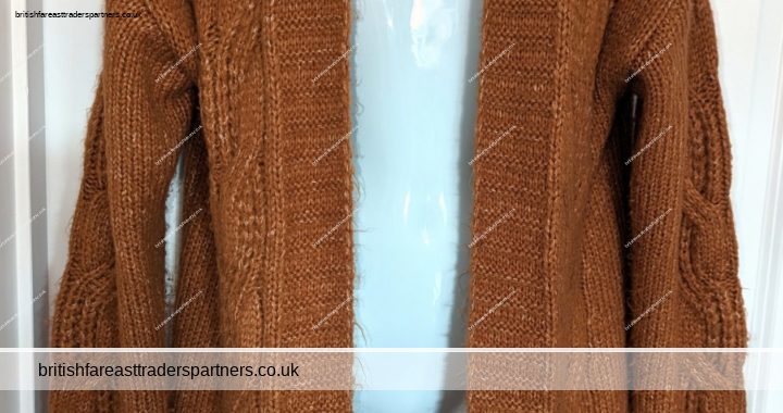 Ladies’ SOFT BROWN Chunky Cable Knit TU Cardigan UK Medium Petite