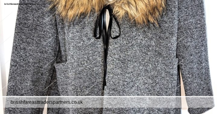 Ladies’ IZABEL LONDON GREY Faux Fur Coat RED UK 14