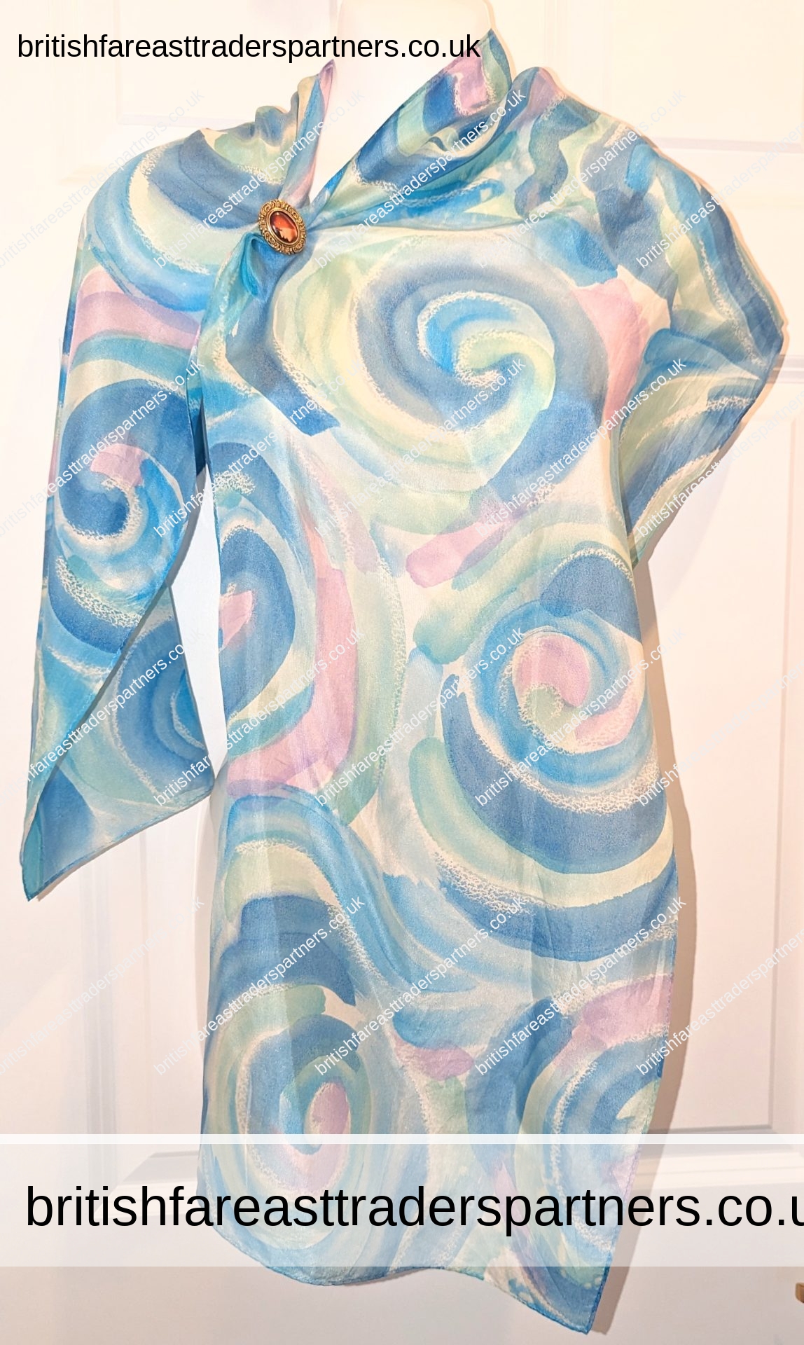 VINTAGE PURE SILK Swirl of Summer Colours Made in Korea SLIM SCARF