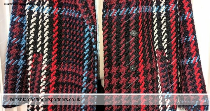 Ladies’ M&S Collection TWEED Wool Blend NAVY Mix HEAVY WINTER Coat UK 18