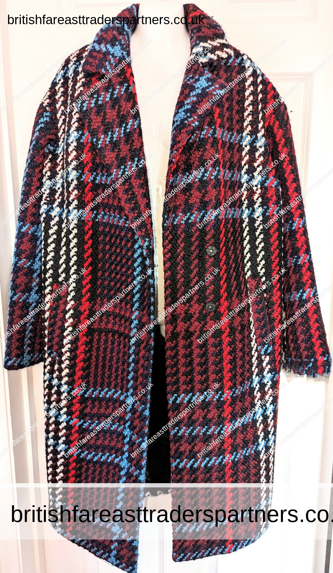 Ladies’ M&S Collection TWEED Wool Blend NAVY Mix HEAVY WINTER Coat UK 18 🧥❄️