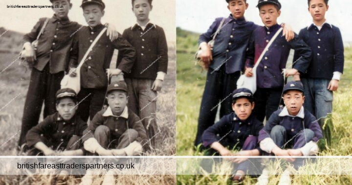 🌸 Relive the Resilience of Post-War Japan: 1940s/50s Japanese Schoolboys Colourised Postcard Print 🇯🇵