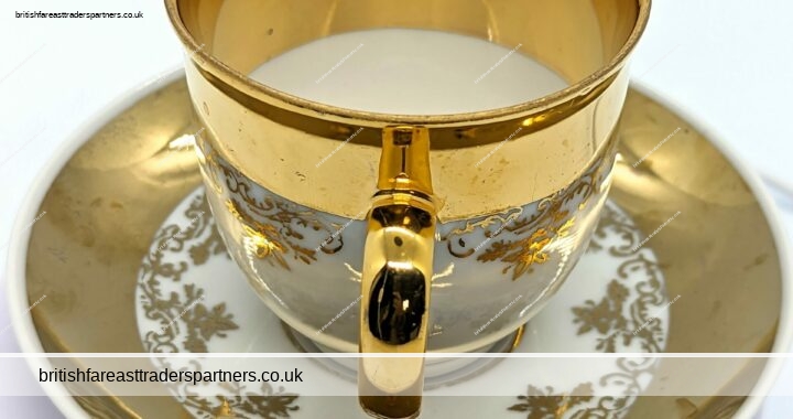 Vintage Gold Lustre BOHEMIA KS Czechoslovakia Demitasse Coffee Cup & Saucer