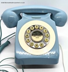 MAXTEK Baby Blue Colour Pop ROTARY Mid-Century Retro Corded Telephone