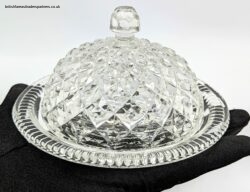 VINTAGE Cut Glass Domed BUTTER DISH with Lid