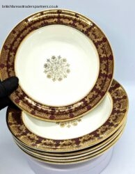 VINTAGE Opulent MIDWINTER England Semi-porcelain Maroon & Gilt Small Bowl