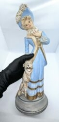 VINTAGE Victorian/Edwardian Lady and Her Dog Bisque Figurine