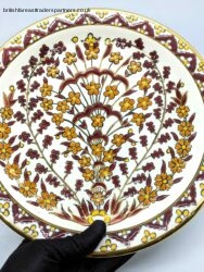 VINTAGE Ibiscus Ceramics Rhodes GREECE Handmade in 24K GOLD Decorative Plate