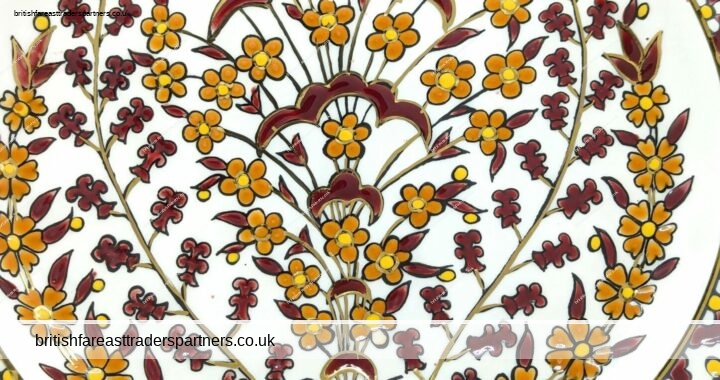 VINTAGE Ibiscus Ceramics Rhodes GREECE Handmade in 24K GOLD Decorative Plate  
