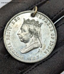 ANTIQUE 1887 HM Queen Victoria British Regina and Empress of India JUBILEE Medal