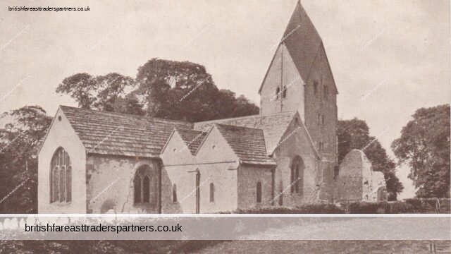 Antique Sompting Church, Worthing, ENGLAND Sepio Style Salmon Series Postcard