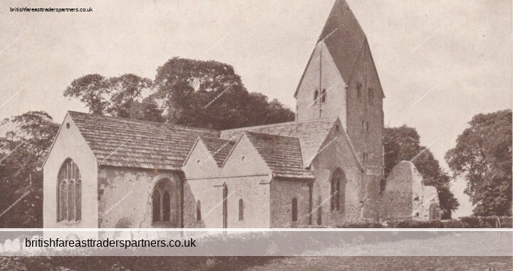 Antique Sompting Church, Worthing, ENGLAND Sepio Style Salmon Series Postcard
